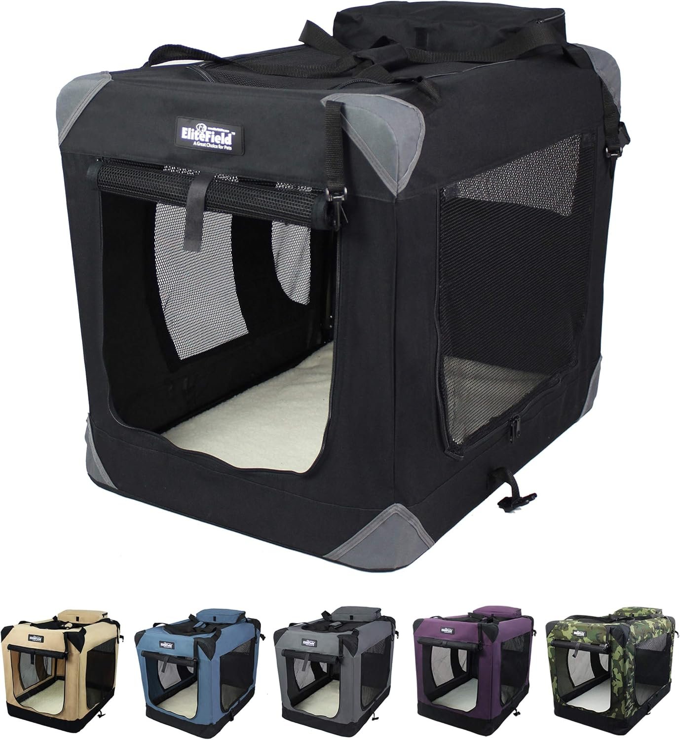 EliteField 3-Door Folding Soft Dog Crate, 36-Inch — Best Proven Travel