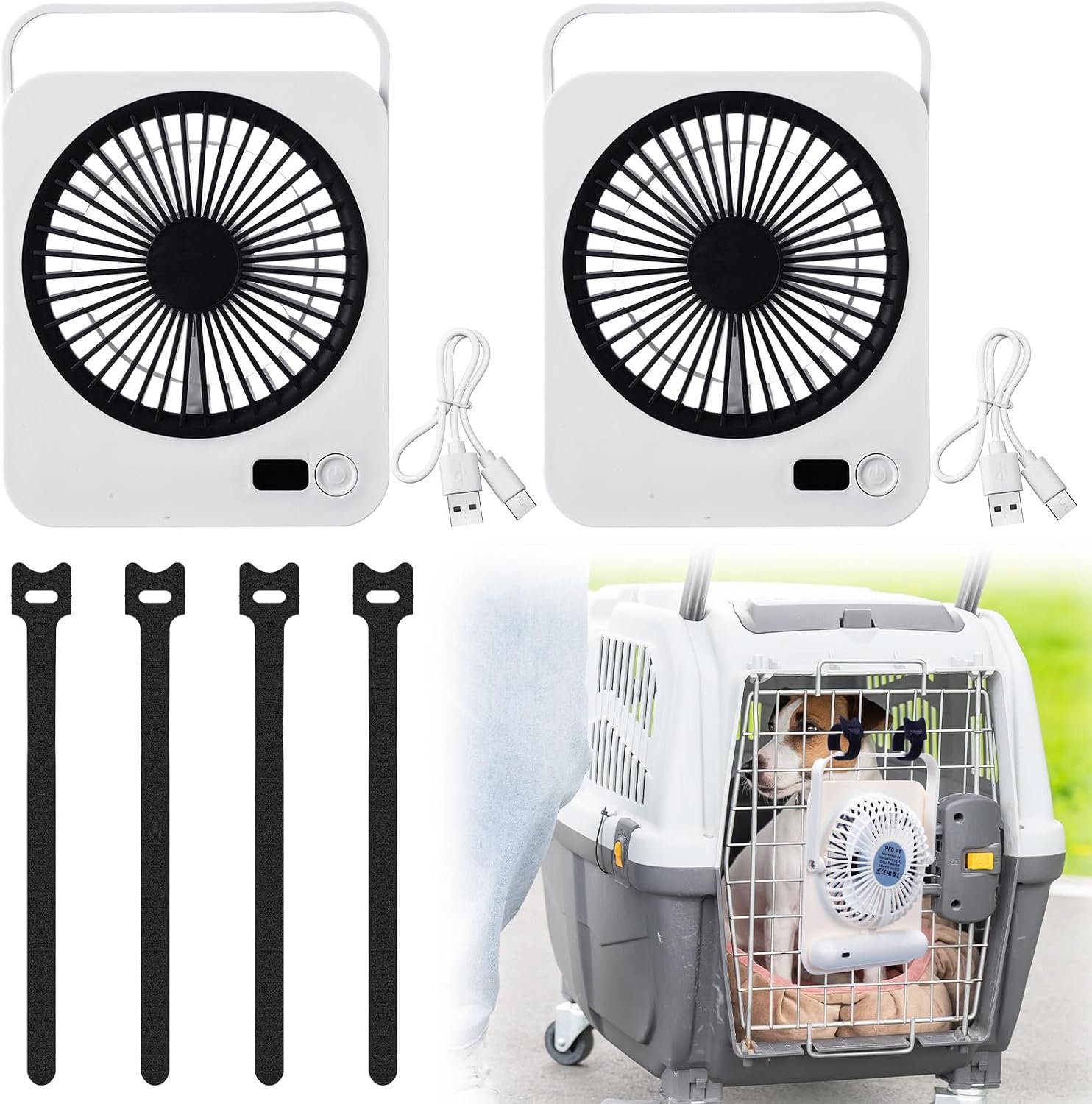 Grinsvalley Pet Crate Fan (2-Pack) — Best for Multi-Carrier Setups