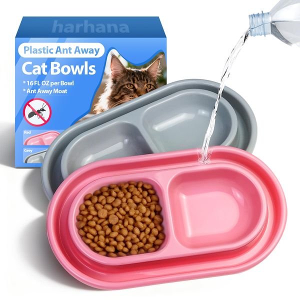 6. Harhana Ant Away Outdoor Cat Bowls (2-pack) — Best Water-Moat Value