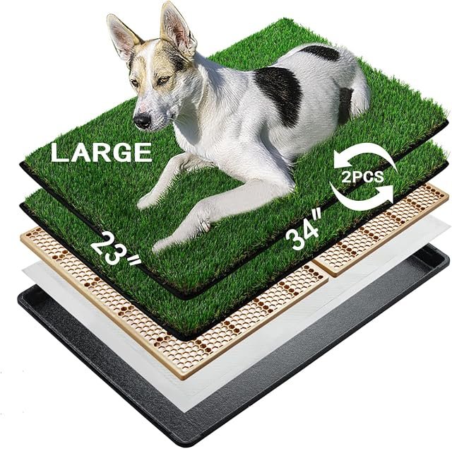 MEEXPAWS Dog Grass Pad with Tray Large