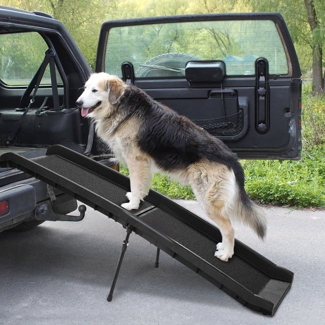COZIWOW 62-inch black folding dog ramp with side rails