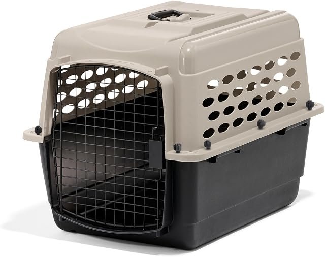 Petmate Vari Dog Kennel 28 inch taupe and black hard-sided kennel