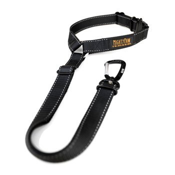 Mighty Paw dog seat belt headrest attachment with aviation grade aluminum carabiner