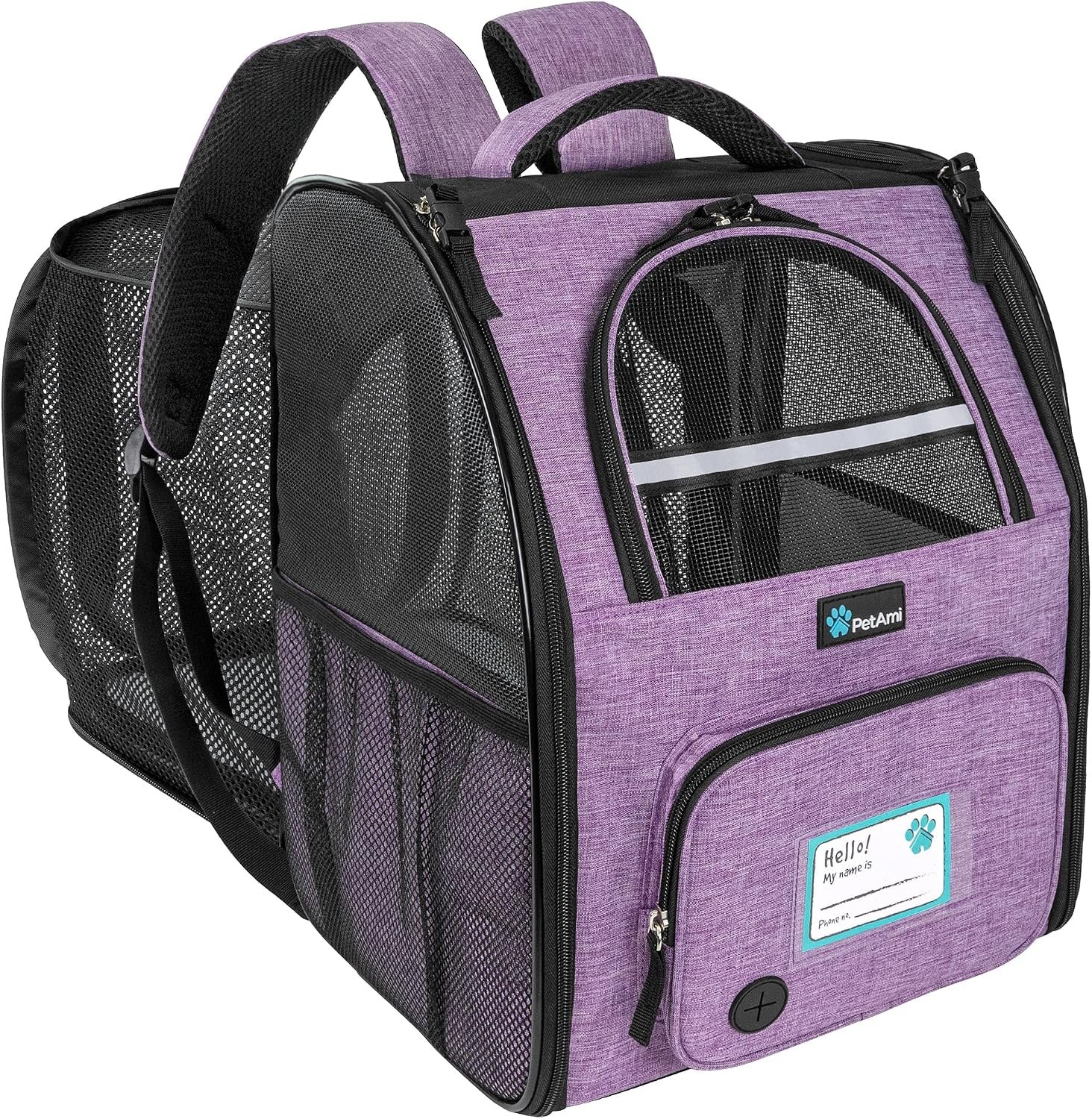 PetAmi expandable pet carrier backpack, purple