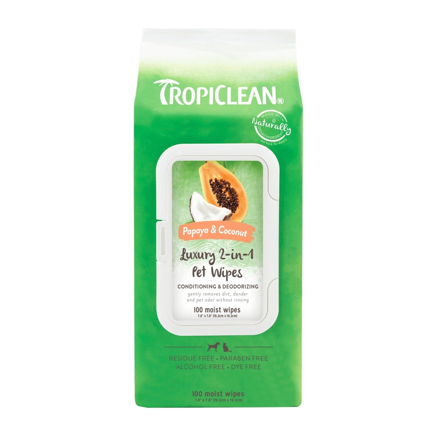 TropiClean Papaya and Coconut 2-in-1 Wipes