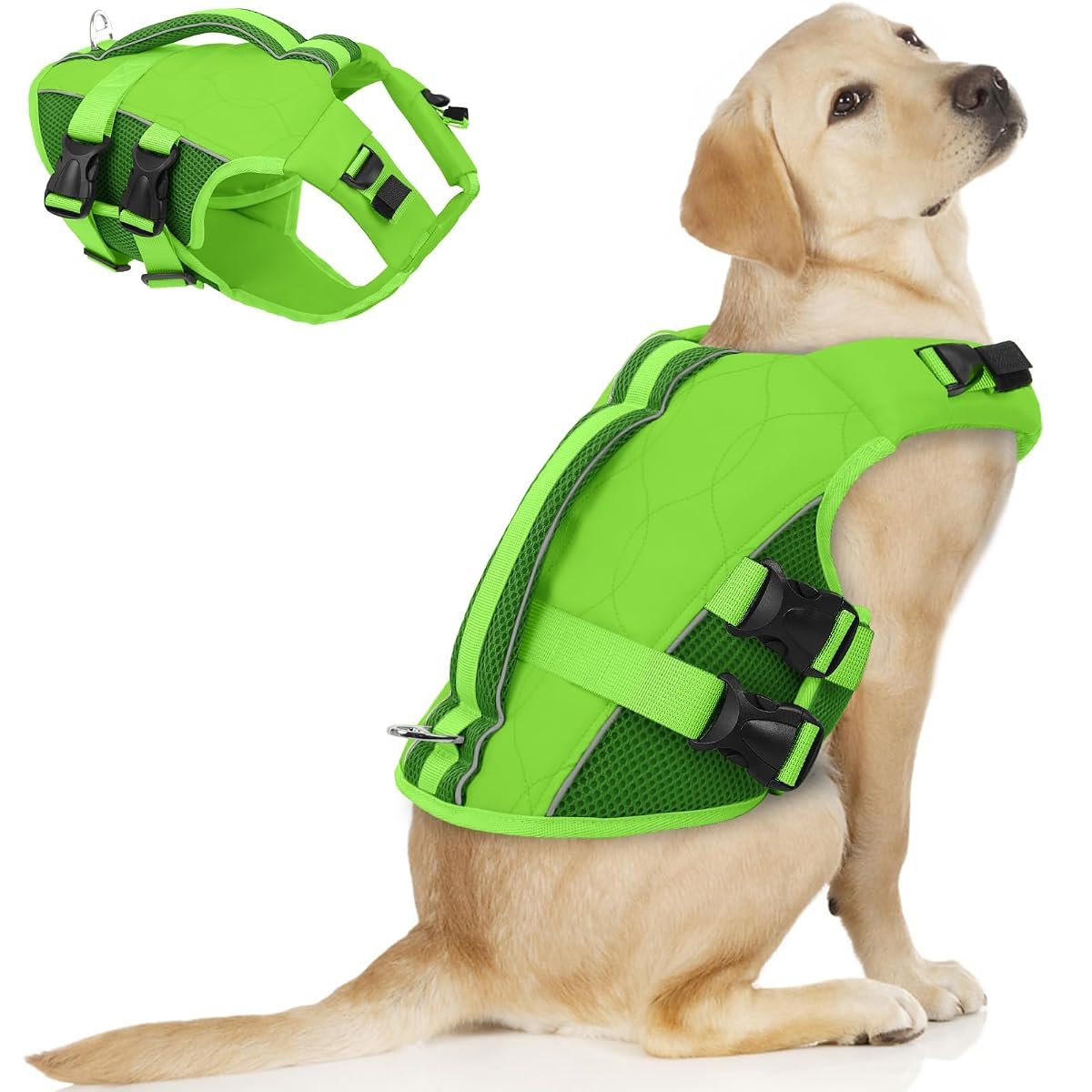 ASENKU dog life jacket, large, green