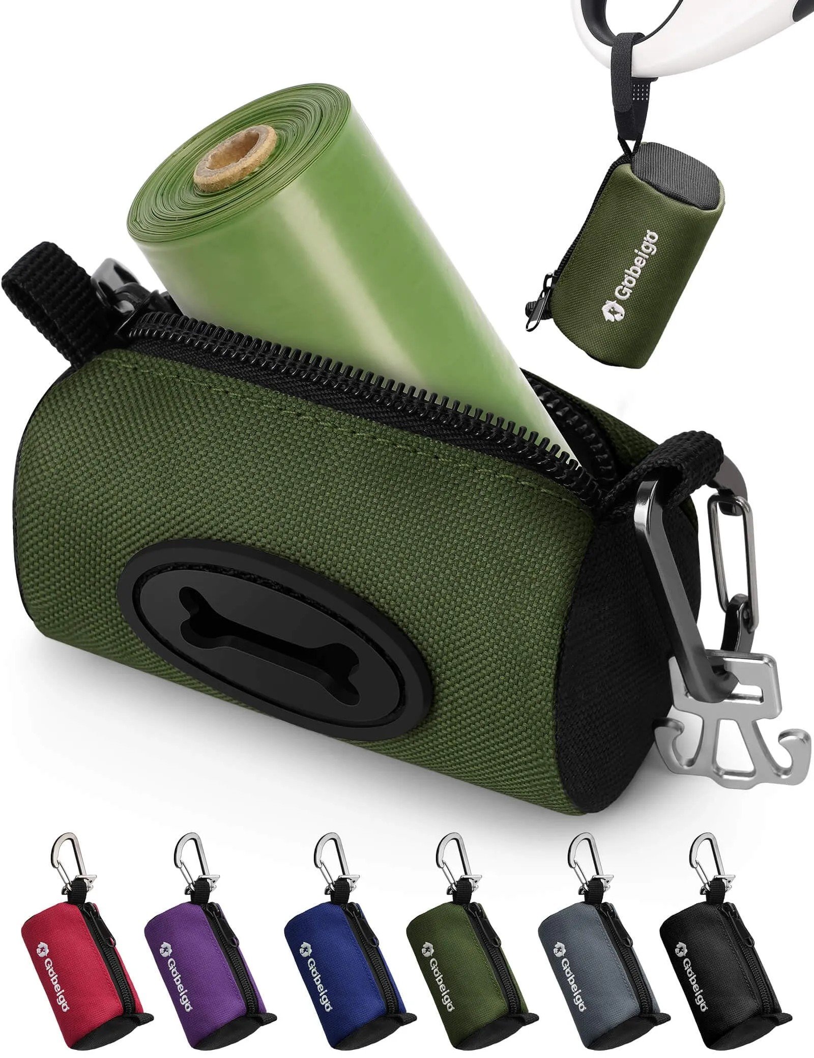 Gobeigo dog poop bag holder with used bag carrier
