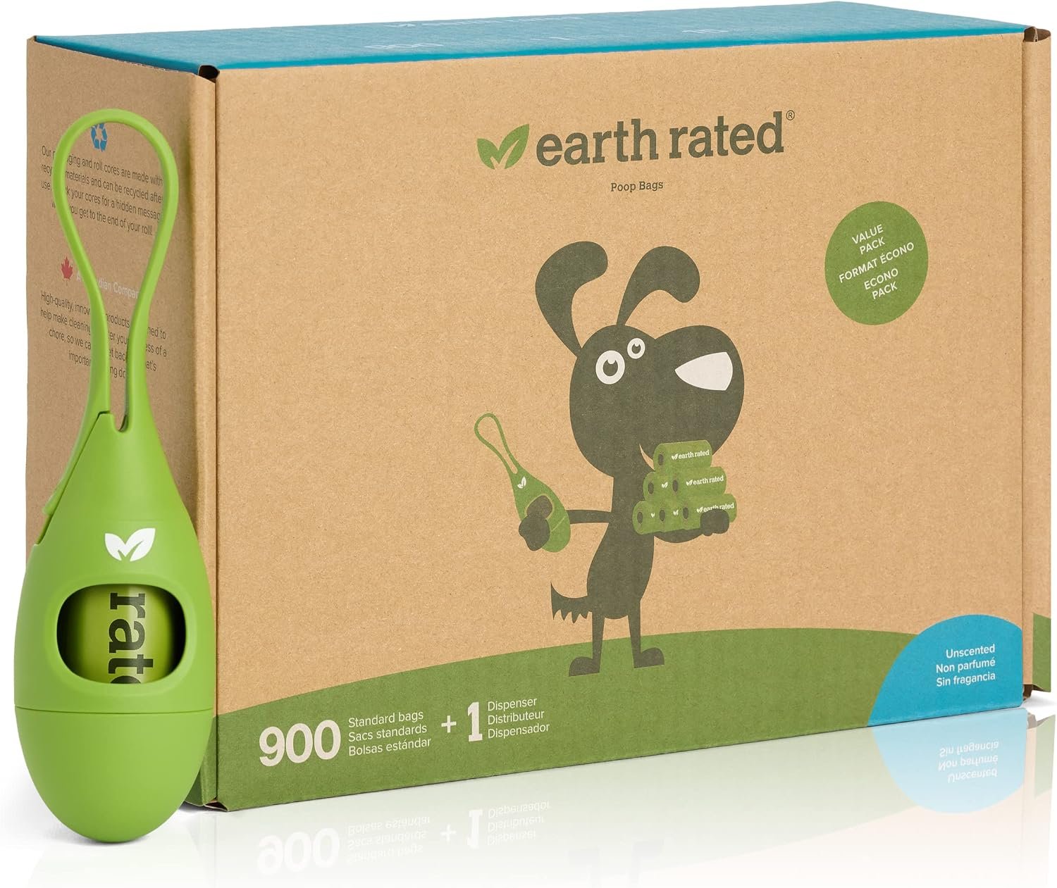 Earth Rated dog poop bag holder with 900 bags