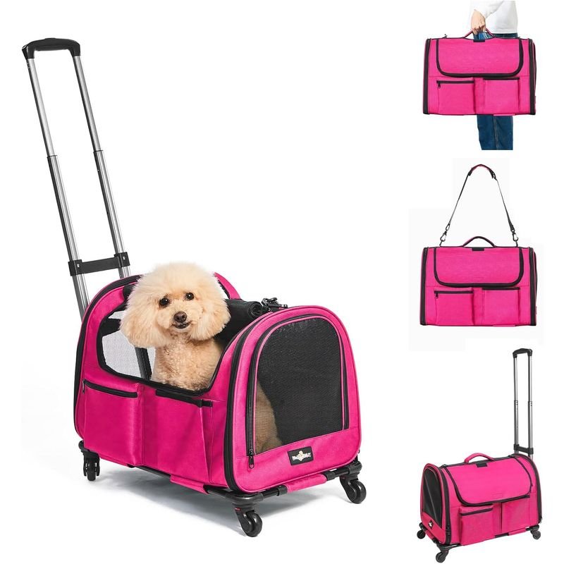 PAW BALLET large pet carrier with wheels, pink