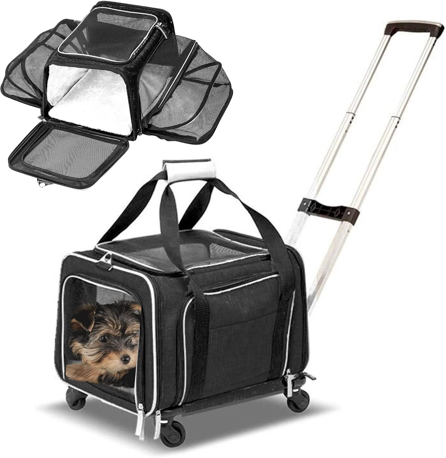 Ruff Life 101 expandable pet carrier on wheels, black