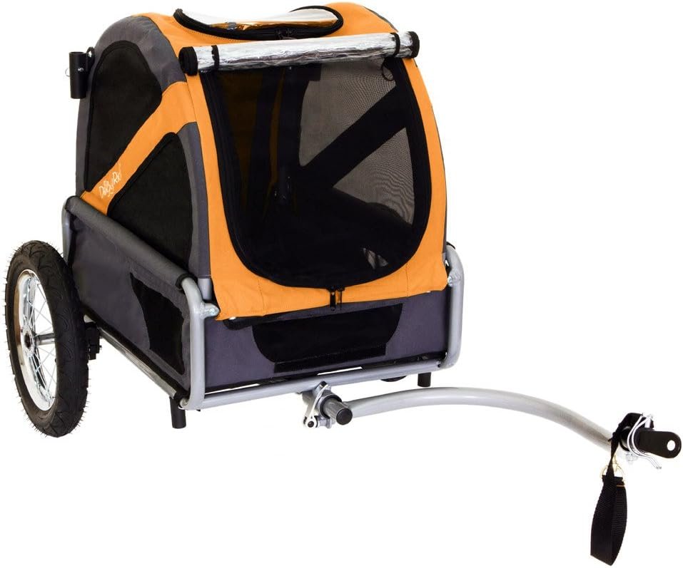 DoggyRide Mini dog bike trailer in Dutch orange and grey