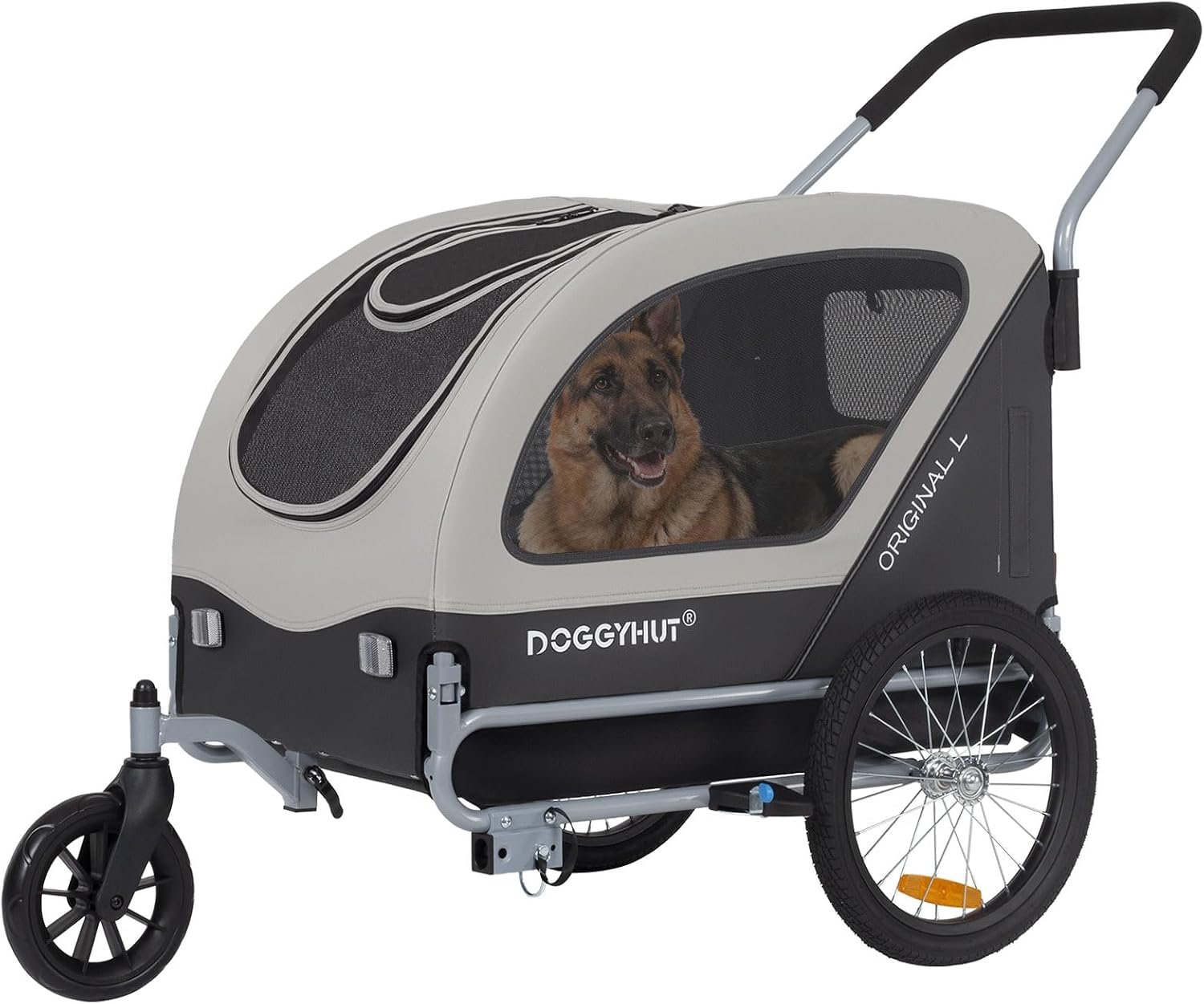 DOGGYHUT Original Large pet bike trailer and stroller with a dog inside