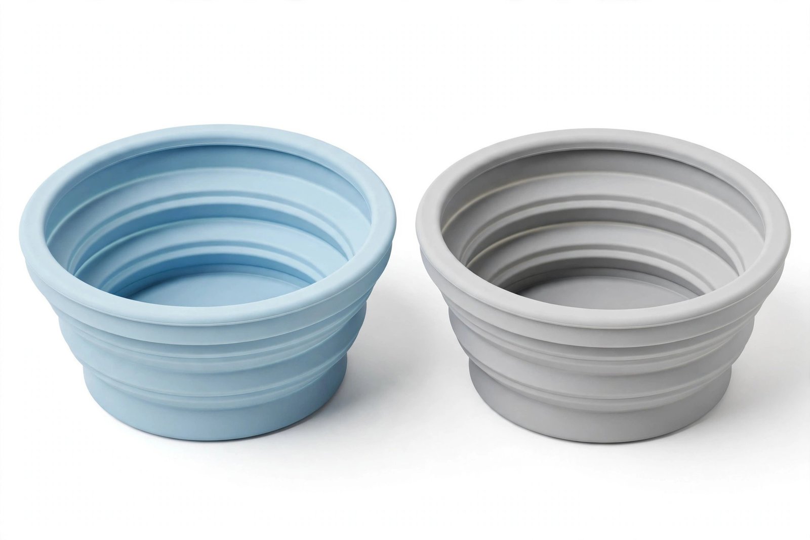 SLSON Collapsible Dog Bowl 2-Pack Macaron Color, small silicone foldable travel pet bowls in Macaron Blue and Light Grey
