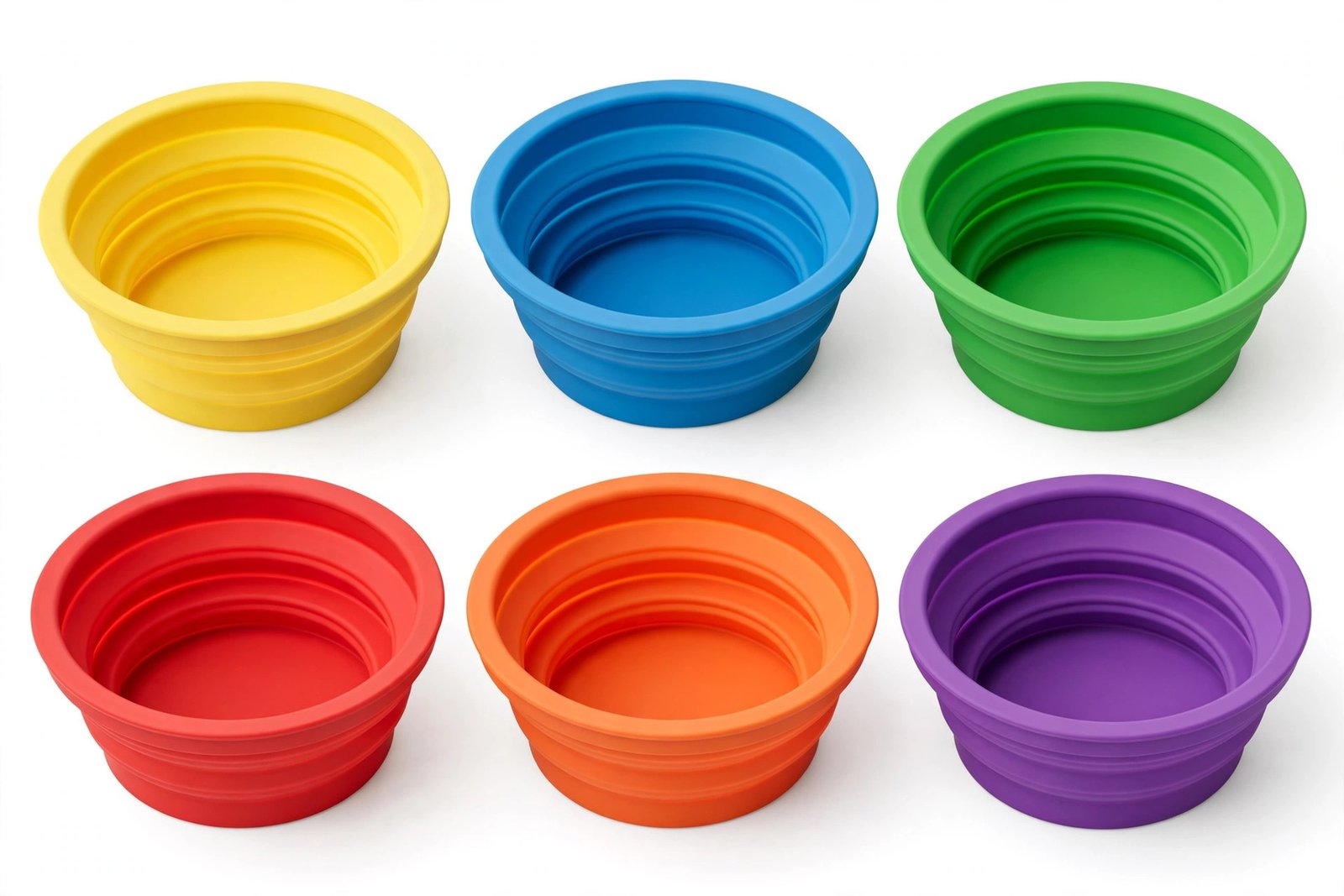 ME.FAN Collapsible Dog Bowl for Travel 6-Pack, 12 oz foldable silicone pet bowls in mixed colors with carabiners