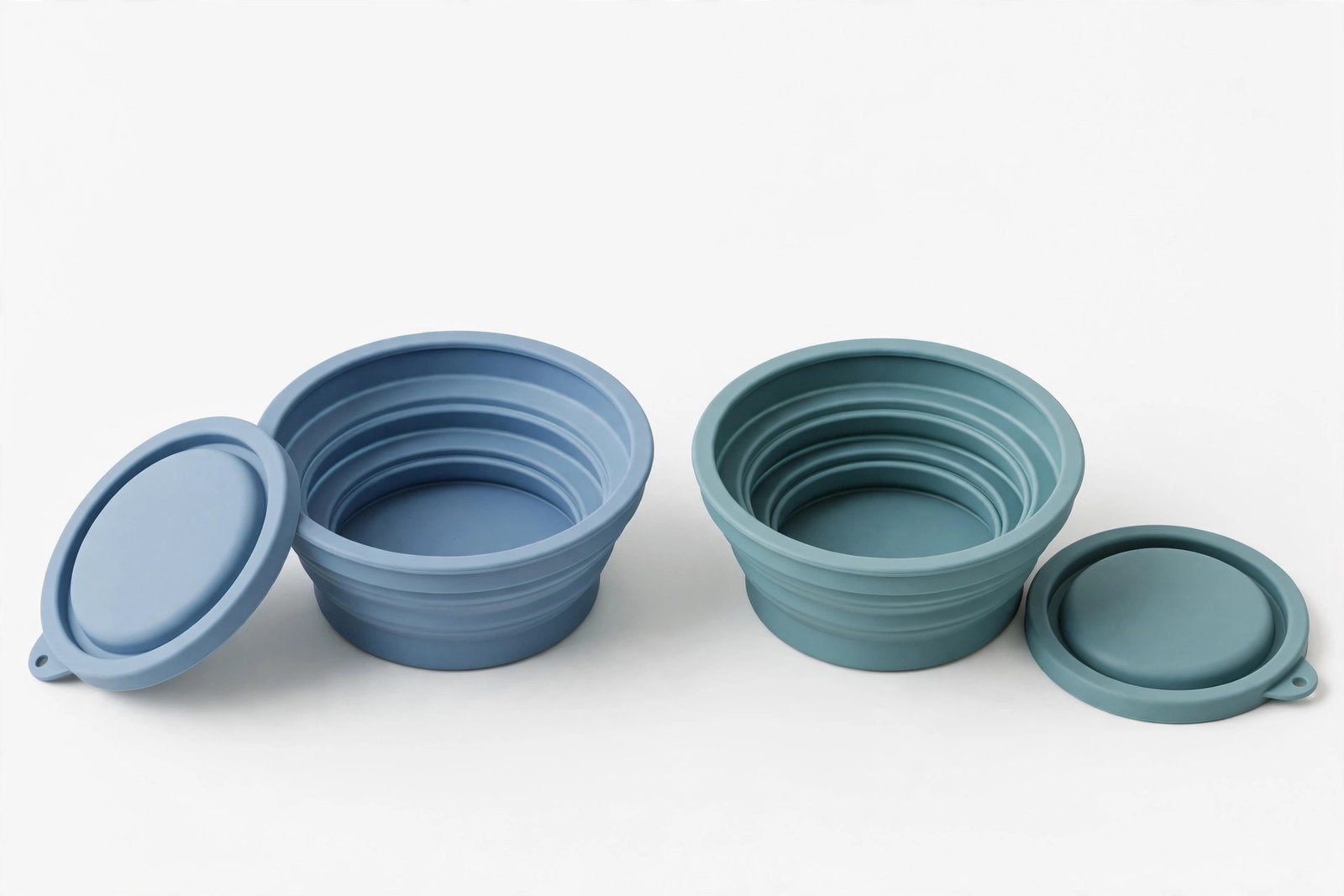SLSON Collapsible Dog Bowl 2-Pack with lids, small portable foldable silicone pet travel bowl