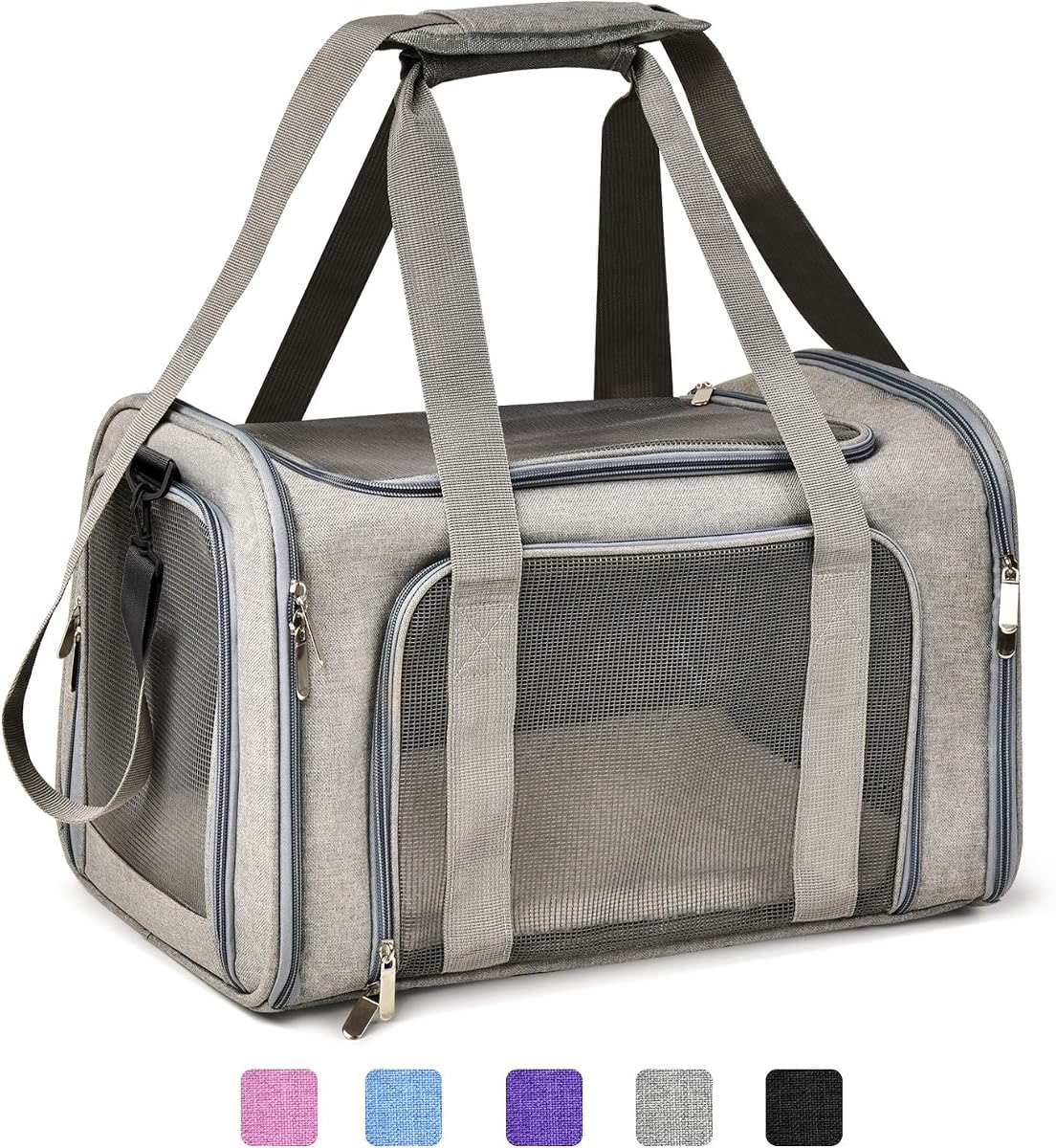Henkelion Soft-Sided Pet Carrier in Medium with three mesh entrances