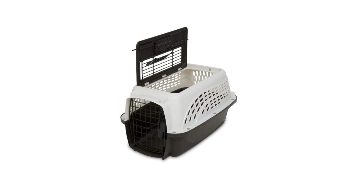 Petmate Two Door Top Load Pet Kennel in 19 inch hard-sided design with top and front doors