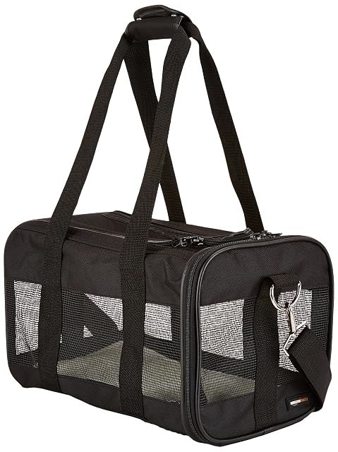 Amazon Basics Soft Cat and Dog Carrier tote with top and side entry and shoulder strap