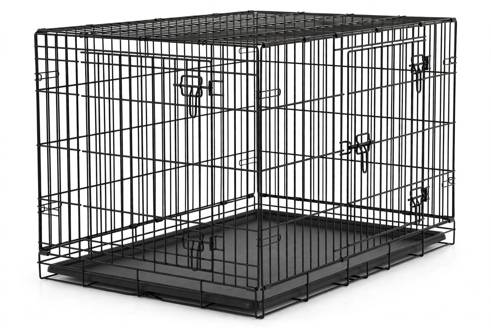 MidWest iCrate 48-inch double door folding dog crate, black wire construction with front and side doors