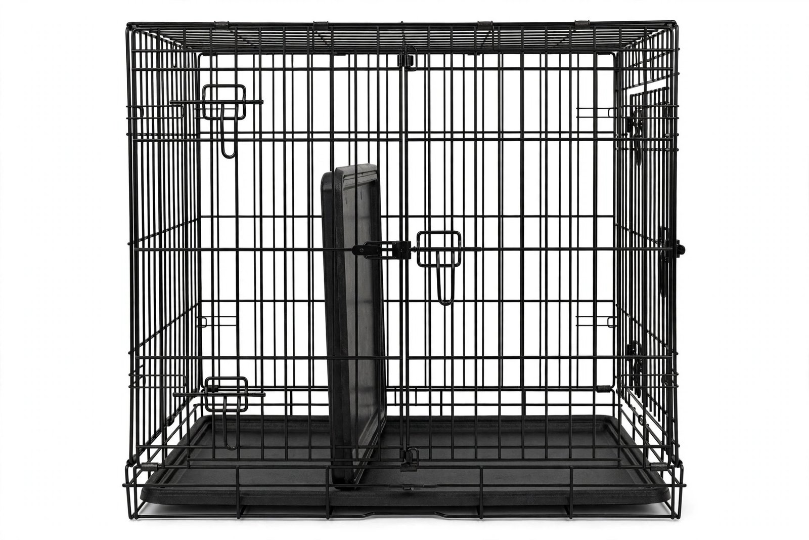 Amazon Basics 48-inch double door folding wire dog crate in black with divider panel