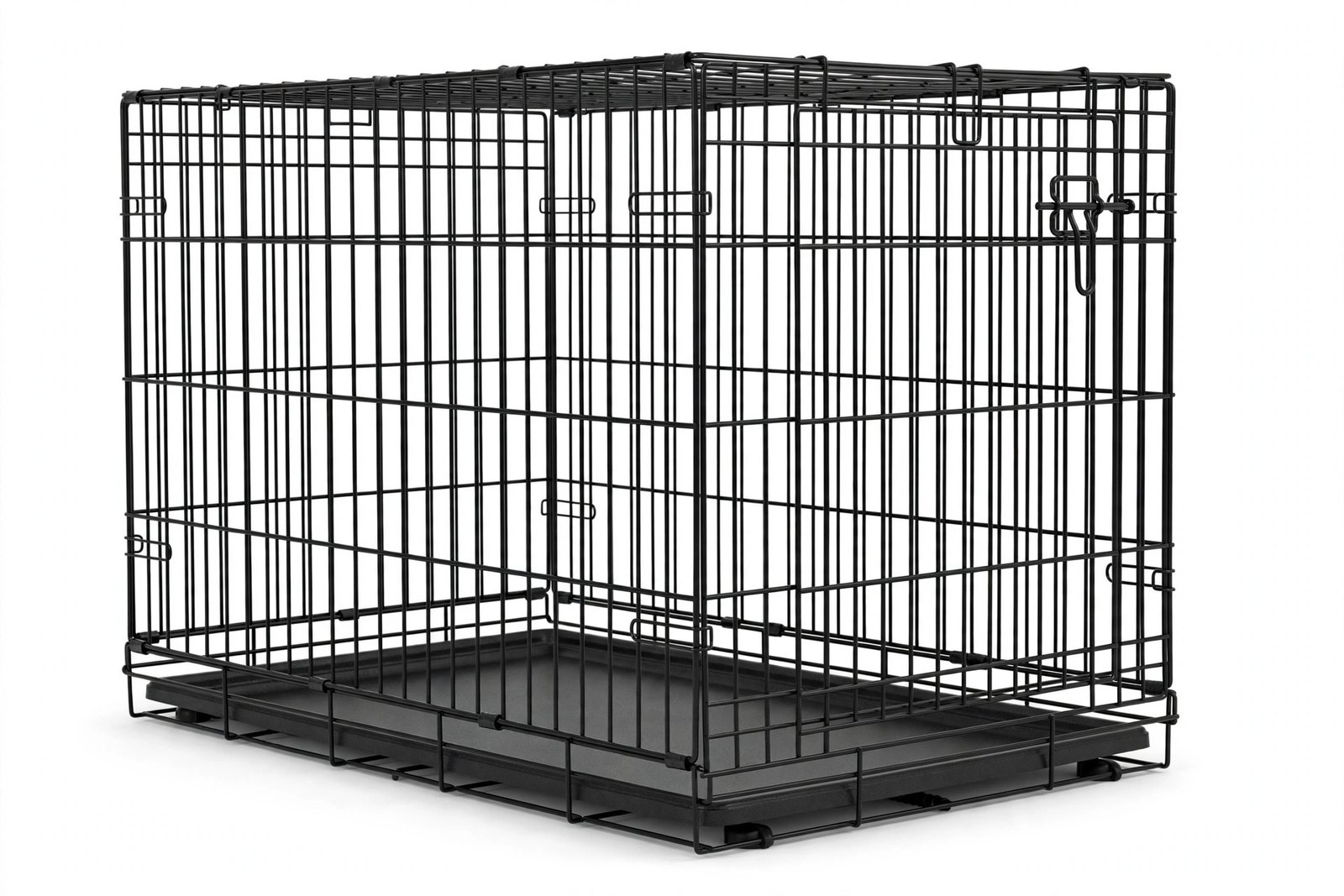 MidWest LifeStages 48-inch single door folding dog crate in black, tall wire crate for large breeds
