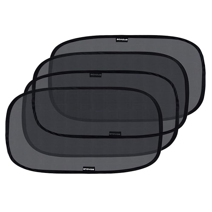 Enovoe Car Window Shade 4 Pack XL 25 x 16 inch black mesh static cling car sun shades