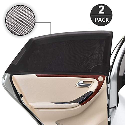 AUGOLA Car Window Shades 2 pack black breathable mesh stretchy window screens installed on a car door