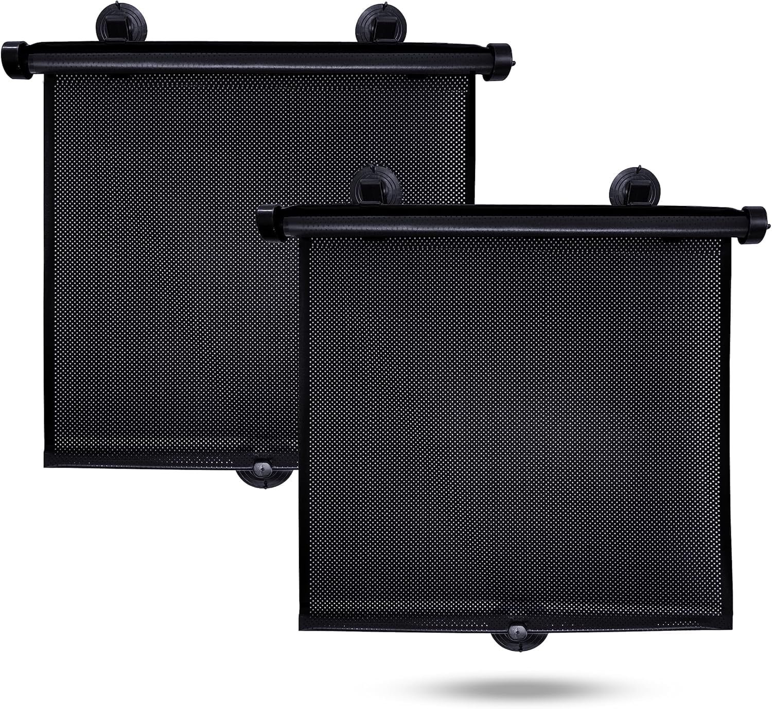 EcoNour Car Side Window Sun Shade 2 pack black retractable roller shades with suction cups