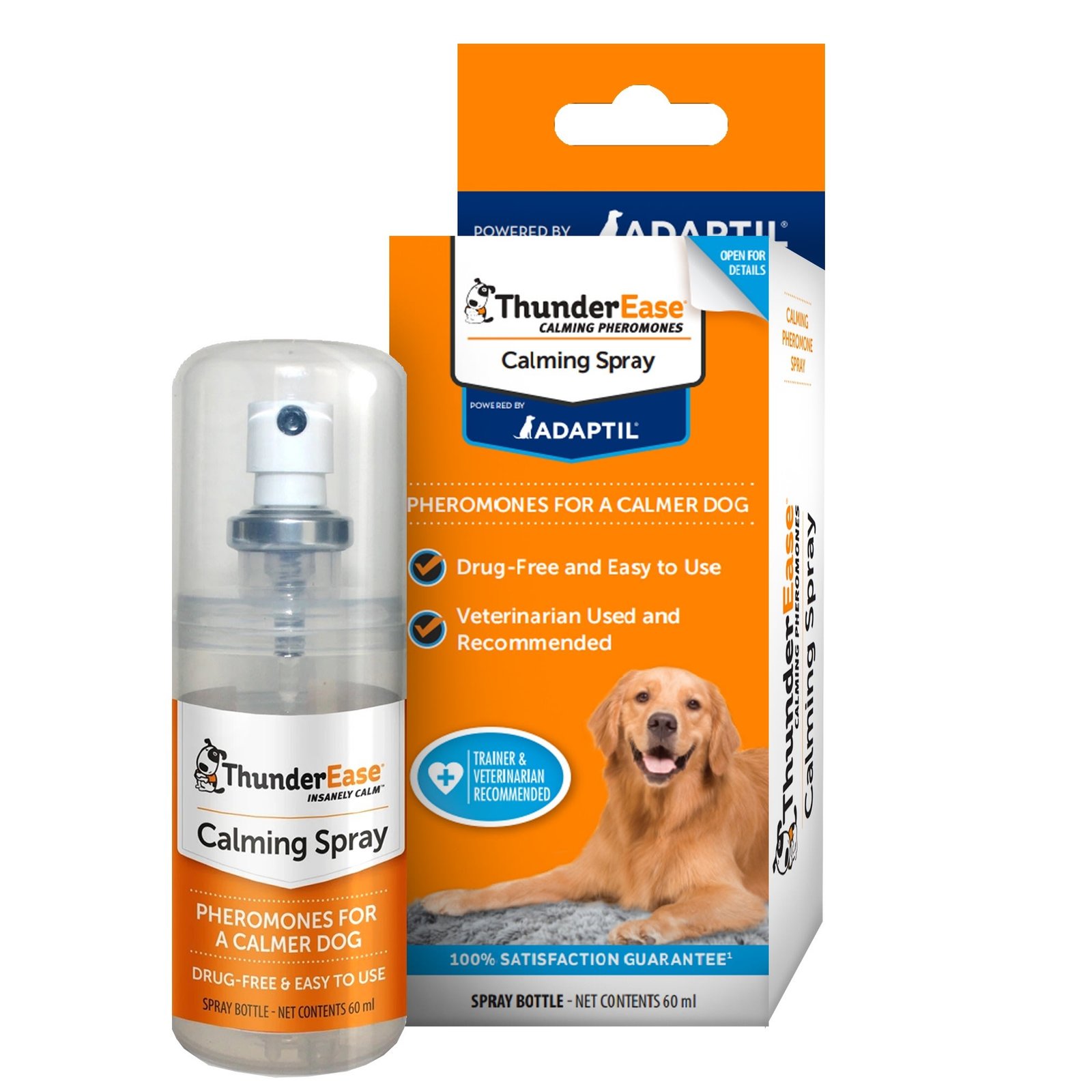 ThunderEase dog calming pheromone spray bottle and box