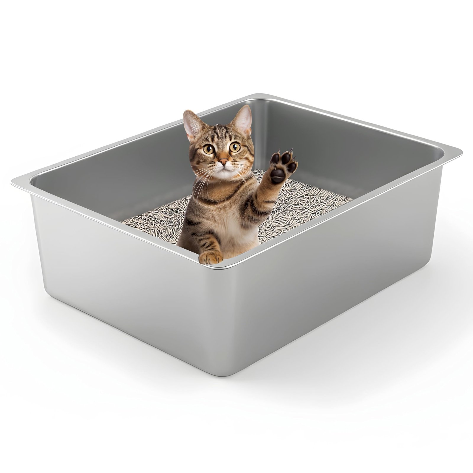 2. Kirecoo Stainless Steel Litter Box (XL) — Best Stainless Steel