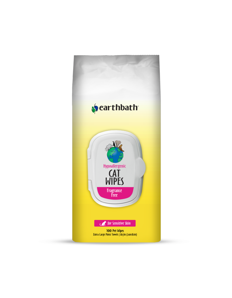 earthbath Hypoallergenic Cat Wipes fragrance free 100 count pack