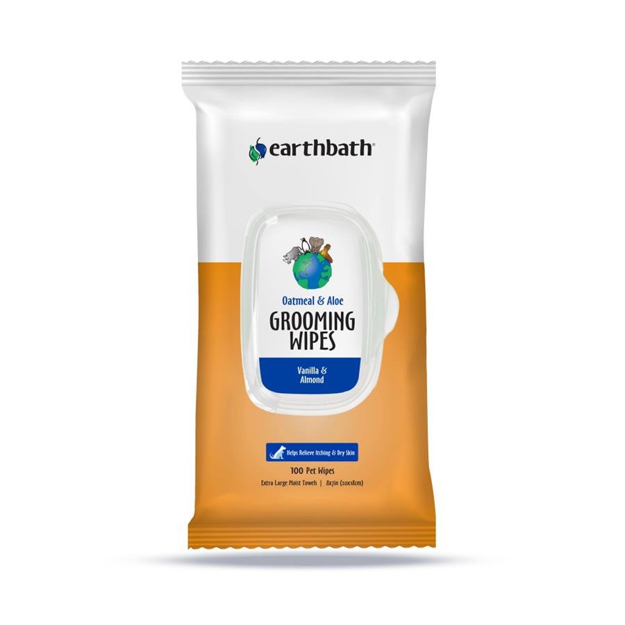 earthbath Oatmeal and Aloe grooming wipes vanilla and almond scent 100 count pack