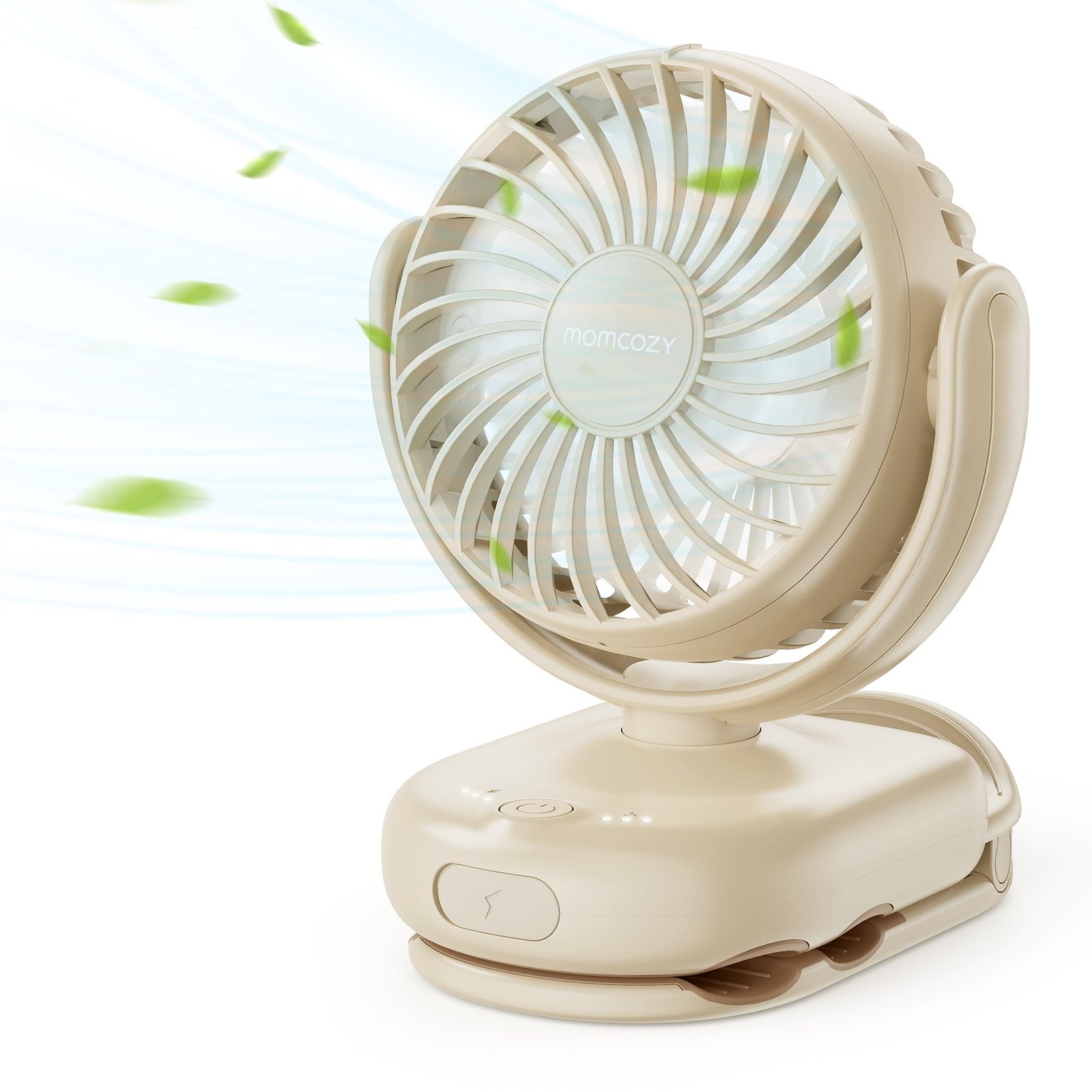 Momcozy portable clip fan, cream, 4-speed