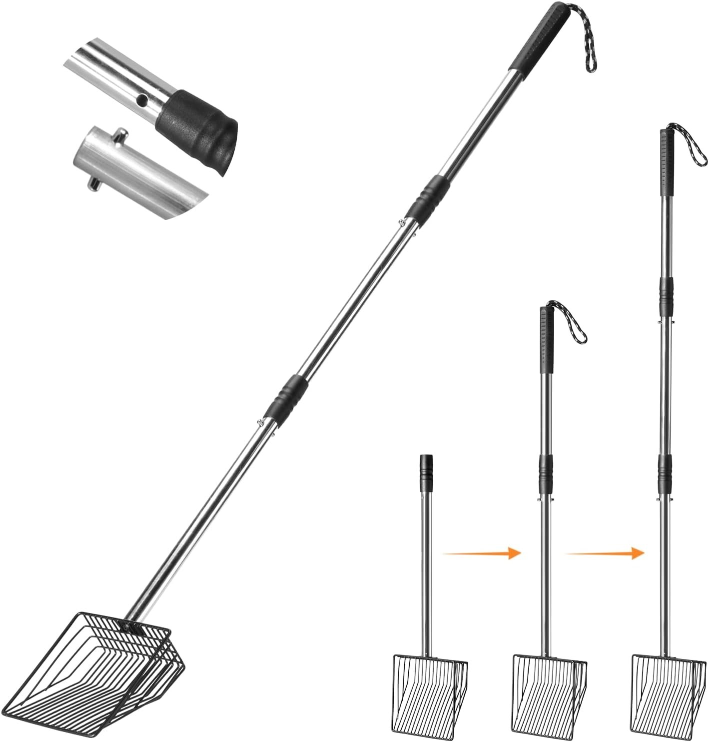 PETOCAT 43-inch extra-long handle metal litter scoop