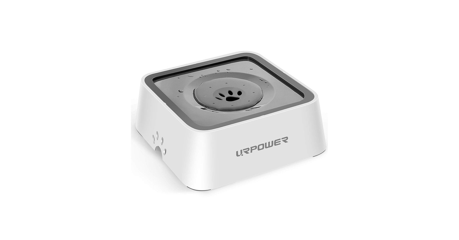 URPOWER 2.5L no-spill dog water bowl in grey with splash-free rim, floating disk and anti-slip base