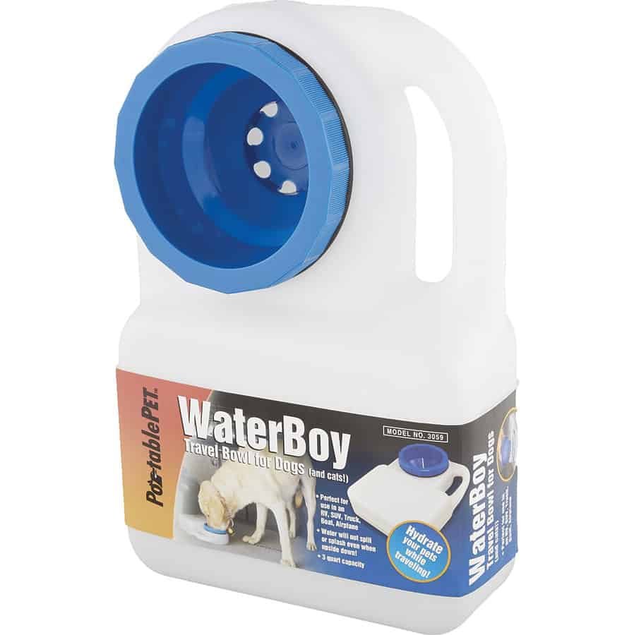PortablePET Waterboy 3-quart no-spill travel dog water bowl with tall sides and self-refilling reservoir