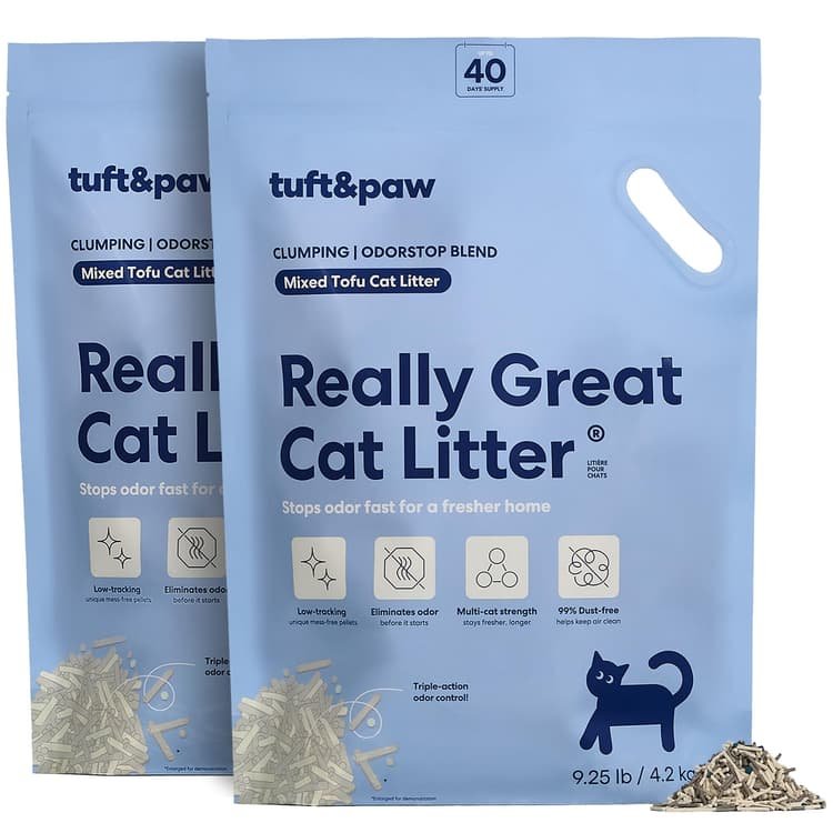 6. Tuft & Paw Really Great Cat Litter (2 × 9.25 lb) — Best Premium Low-Tracking