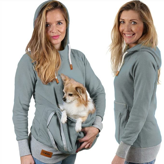 2. Roodie Pet Pouch Hoodie (No Ears, Women's Fit) — Best Expandable Pouch