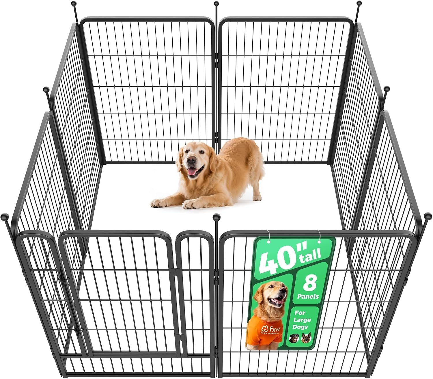 1. FXW Rollick Dog Playpen (40″, 8 Panels) — Best Overall