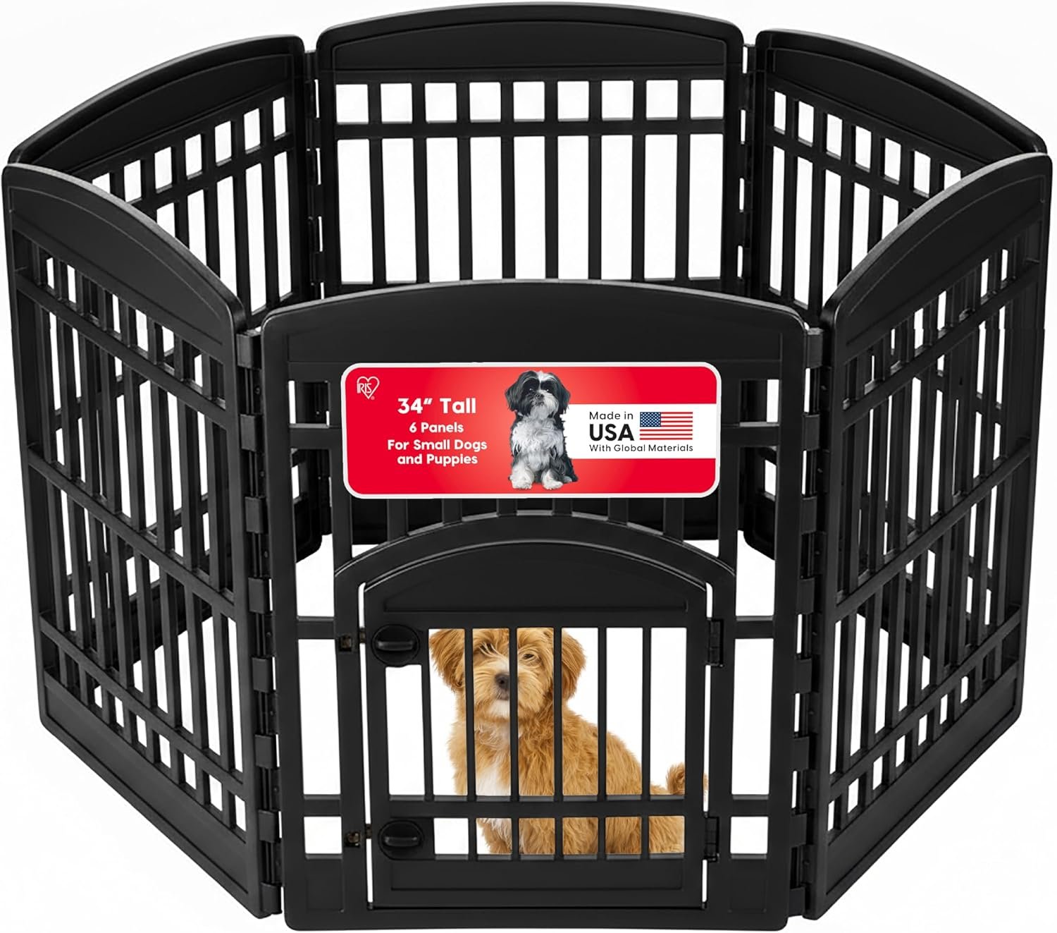 3. IRIS USA 34″ 6-Panel Dog Playpen — Best Lightweight Panels
