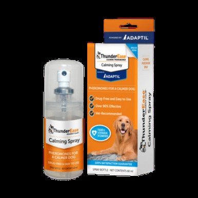 ThunderEase Dog Calming Pheromone Spray bottle and box