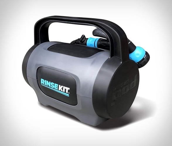 RinseKit Pod pressurized portable shower 1.75 gallon tank with hose and spray nozzle