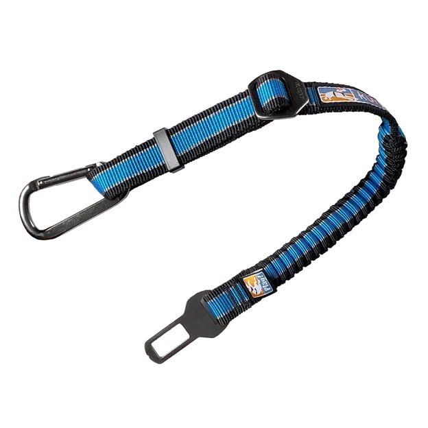 Kurgo Direct to Seatbelt Bungee Tether, blue bungee dog seatbelt tether with steel carabiner