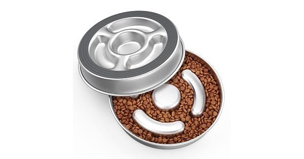 AIPERRO Stainless Steel Slow Feeder (4-Cup) slow feeder dog bowl