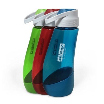 Kurgo Gourd 2-in-1 dog travel water bottle with detachable bowl for small dogs