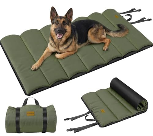 Gimars Upgraded Travel Dog Bed large rolled with carry straps