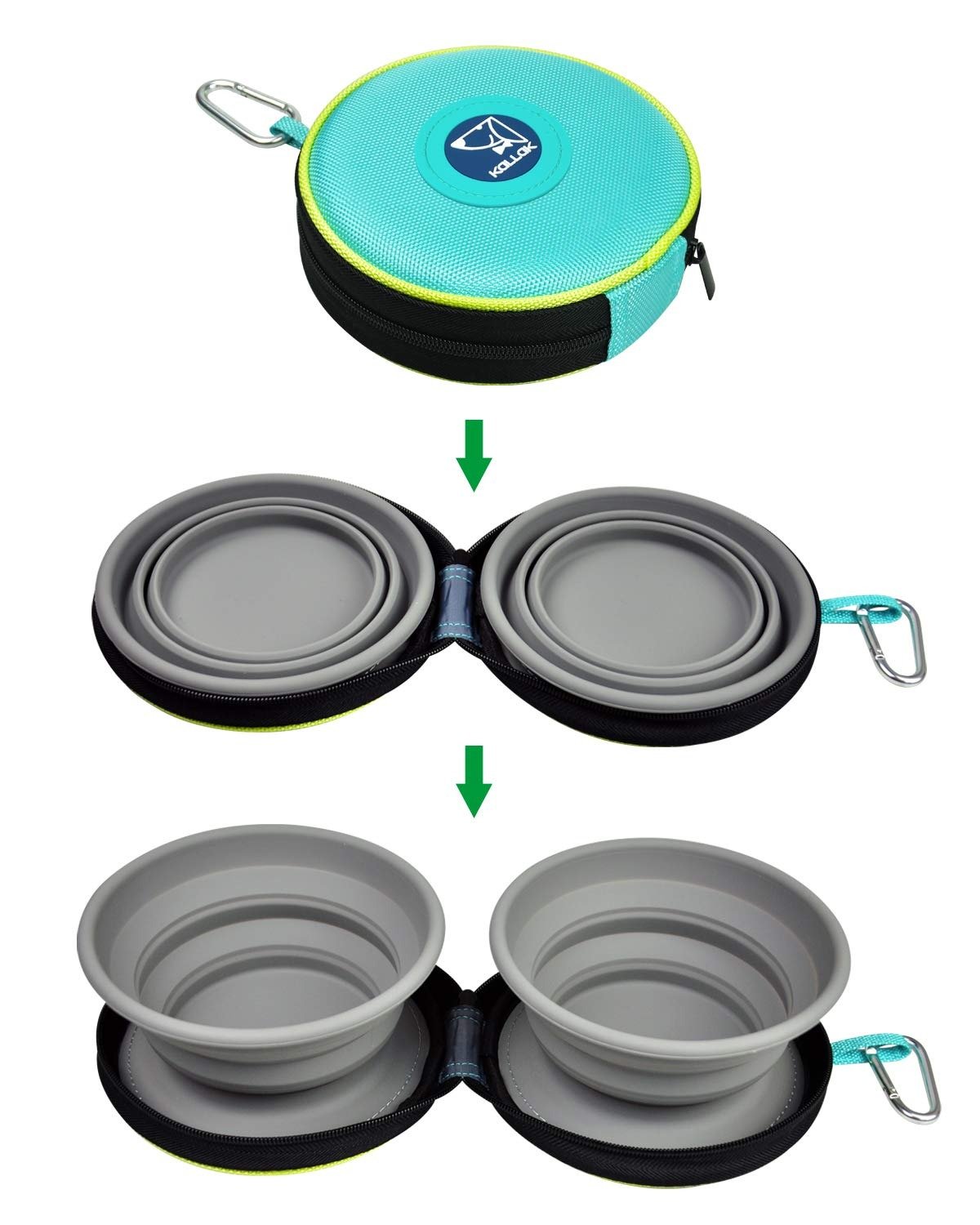 KALLAK Portable 2-in-1 Pet Bowls — Best All-in-One Cased Set