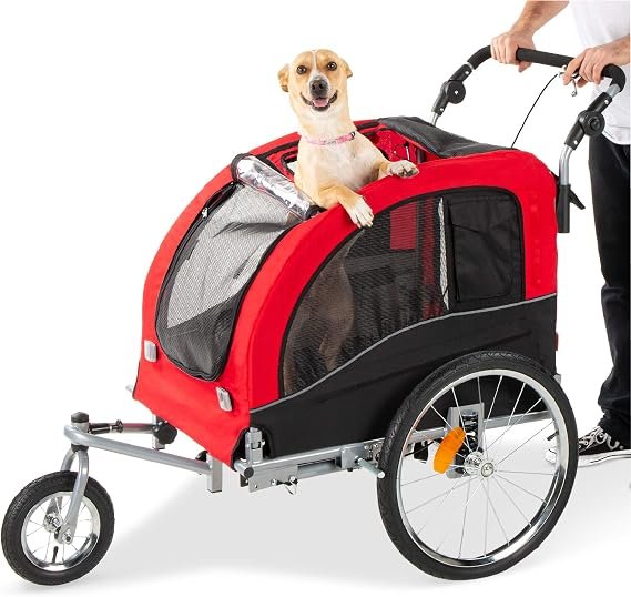 Best Choice Products 2-in-1 Dog Bike Trailer & Stroller — Best 66-lb, Lean ~65-lb Boxers Only