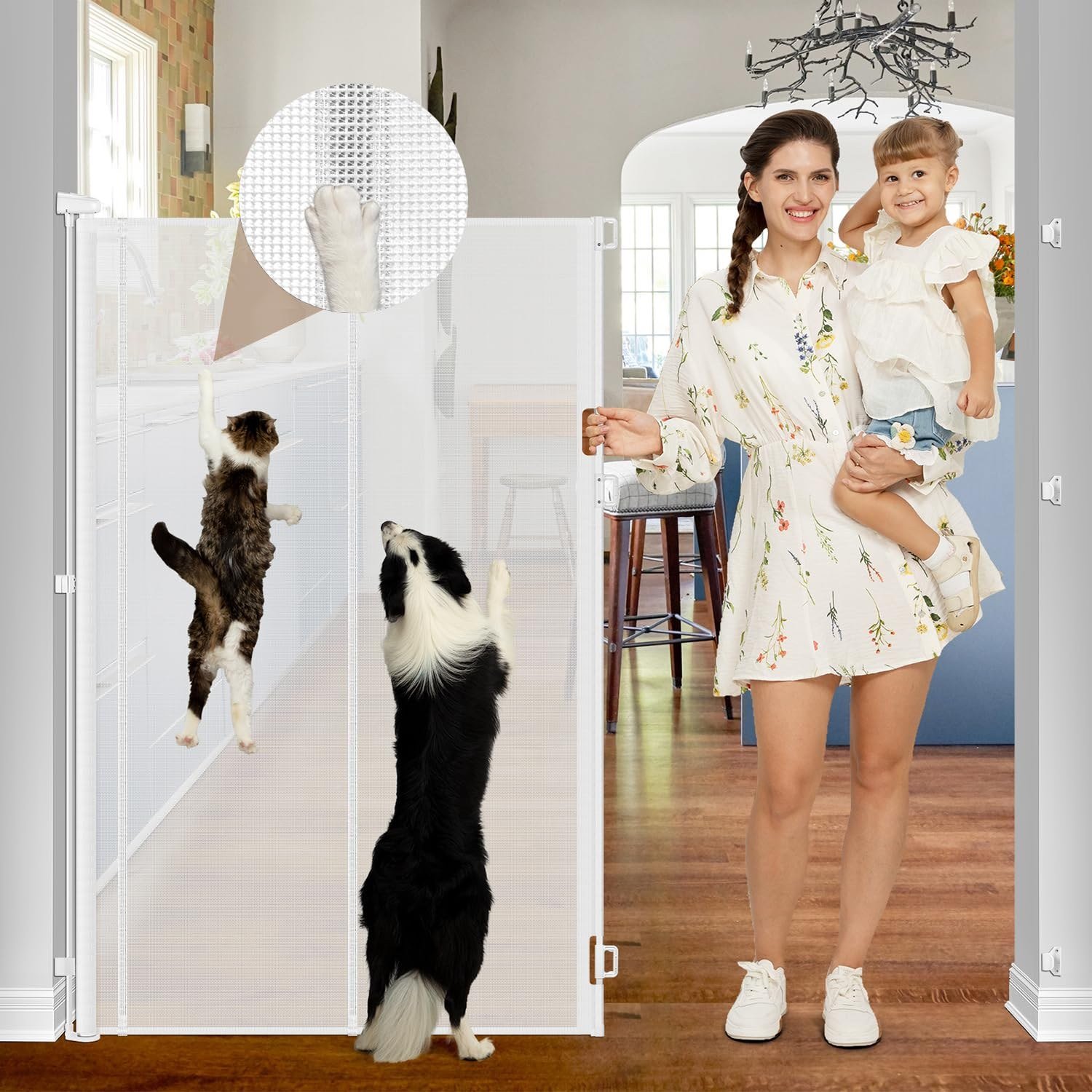 3. KISKIZ 55" Reinforced Retractable Cat Gate — Best Retractable