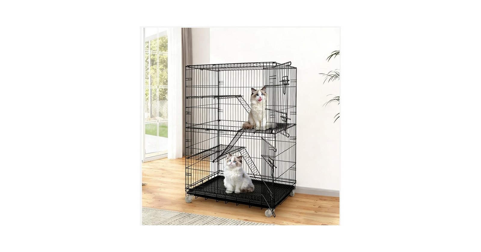 4. JaxSteam Large 4-Tier Foldable Cat Cage — Most Portable